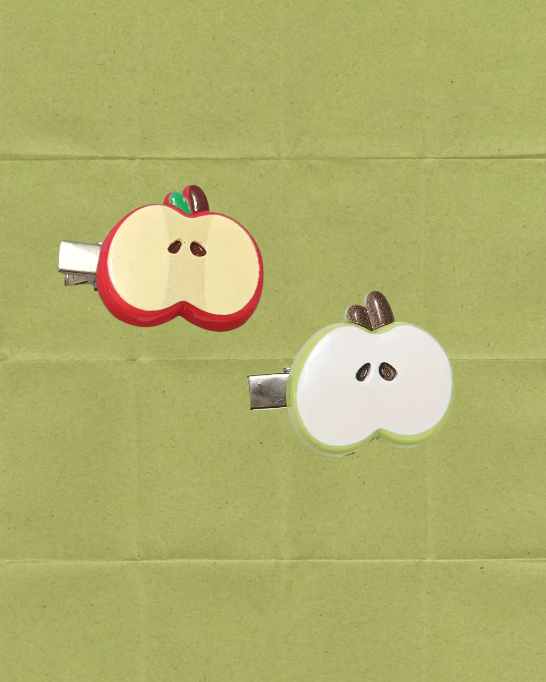 Apple Hair Clip Barrette Set