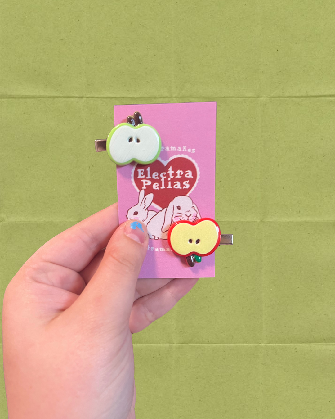 Apple Hair Clip Barrette Set