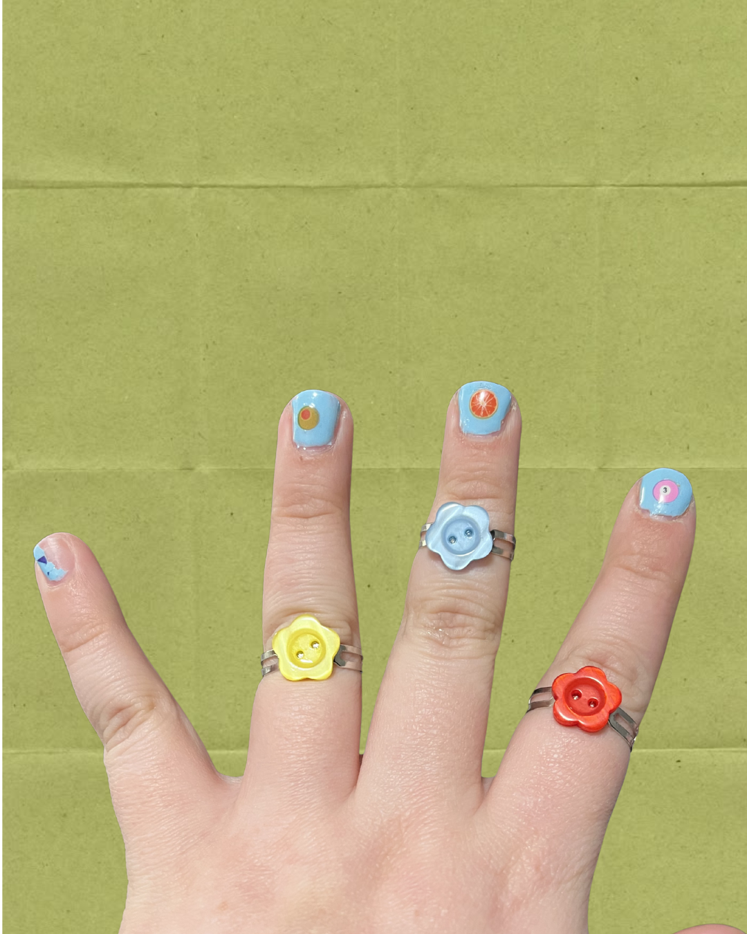 Mini Flower Pastel Button Ring