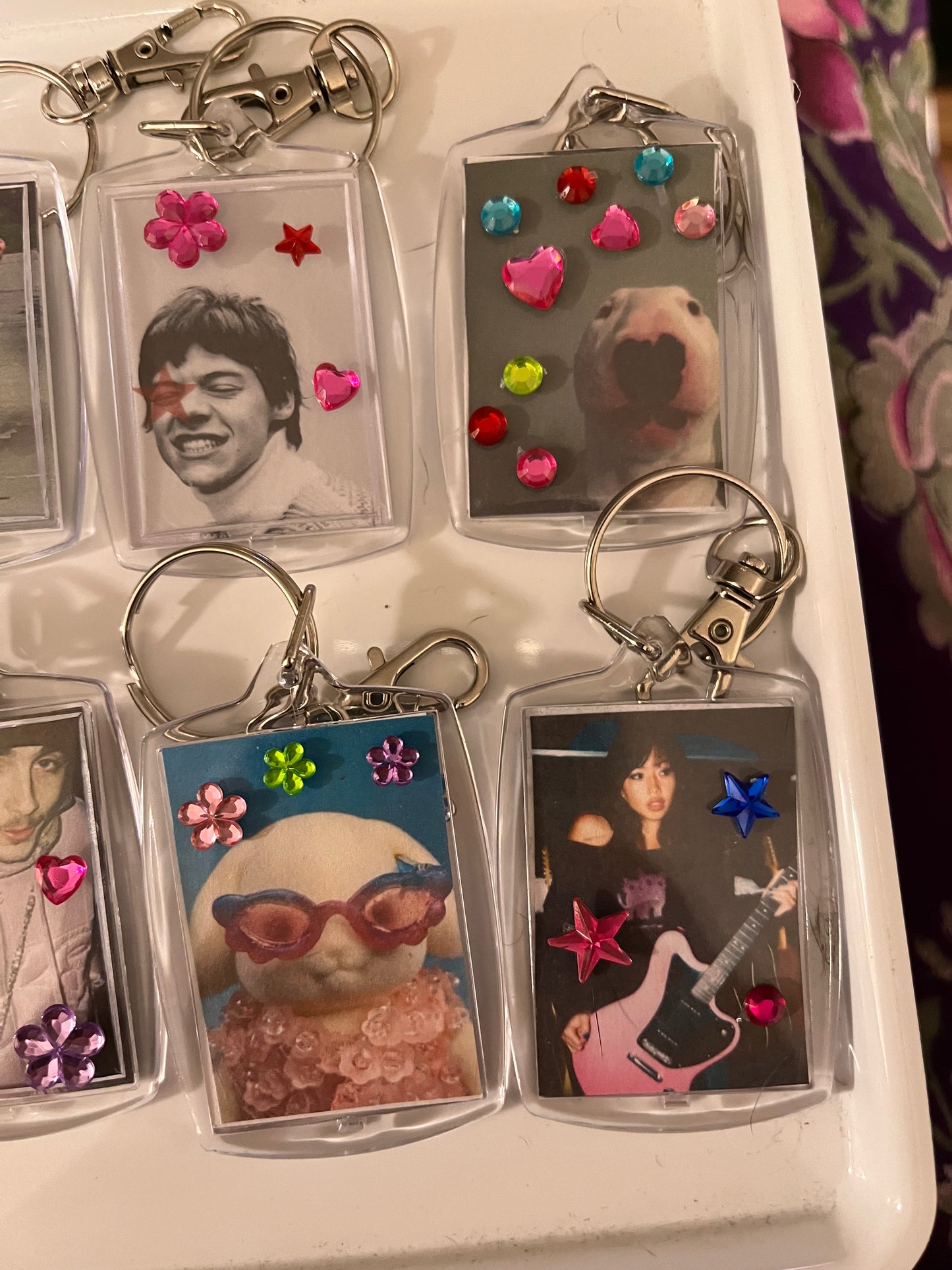 Bedazzled meme keychains