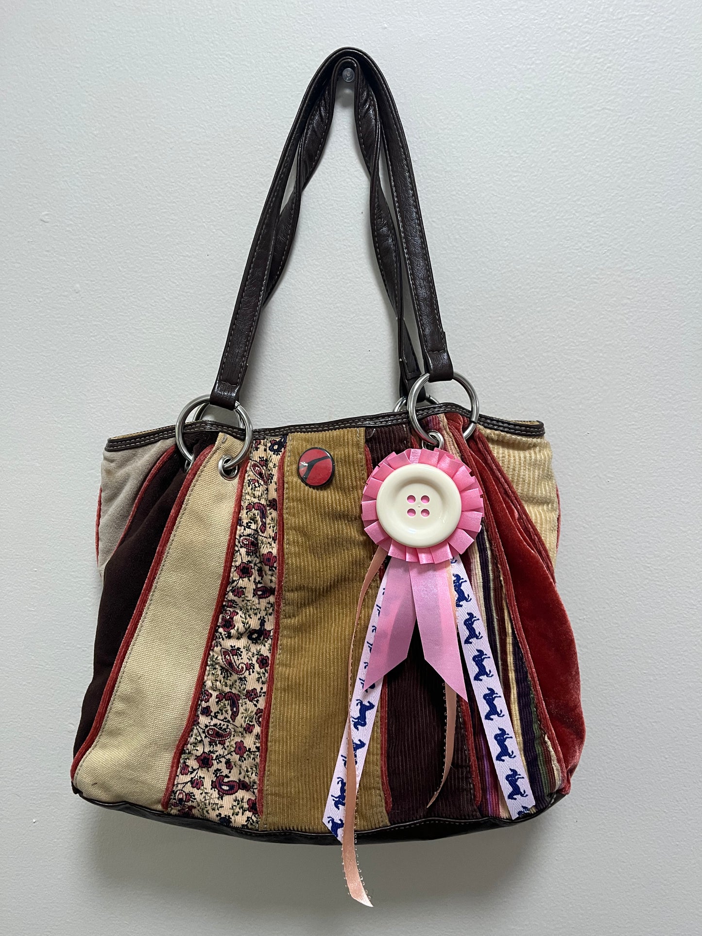 Handmade jumbo button rosette pin badge (one of a kind!)