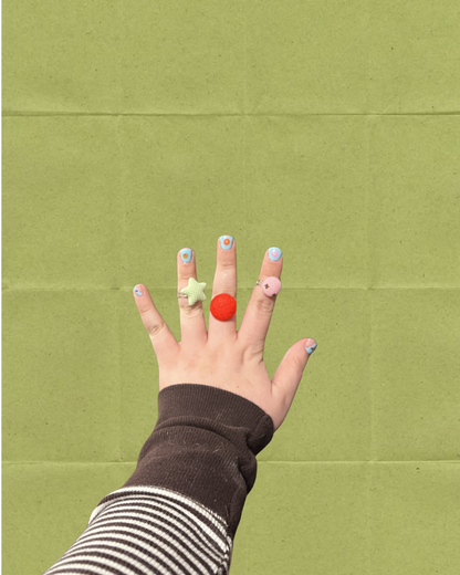 Vintage Mini Fabric Button Ring