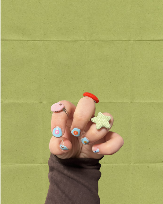 Vintage Mini Fabric Button Ring