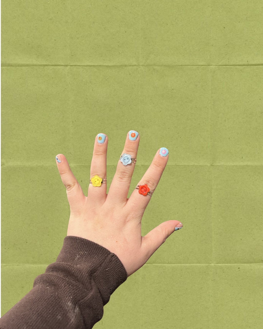 Mini Flower Pastel Button Ring