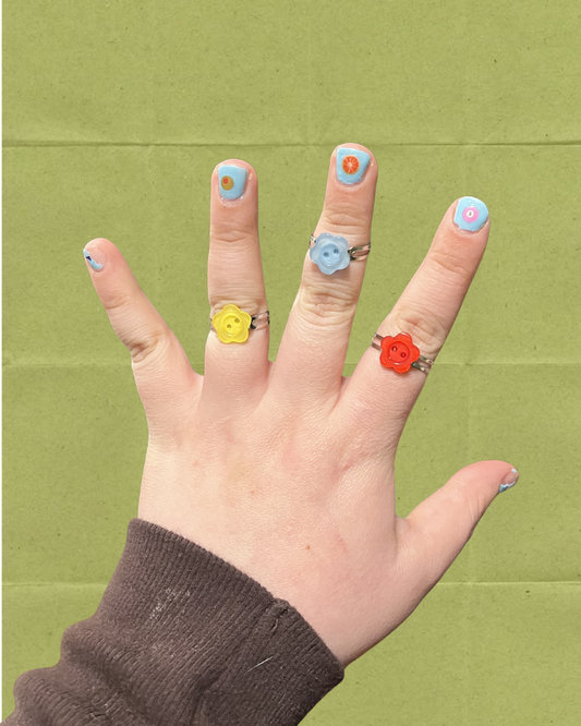 Mini Flower Pastel Button Ring