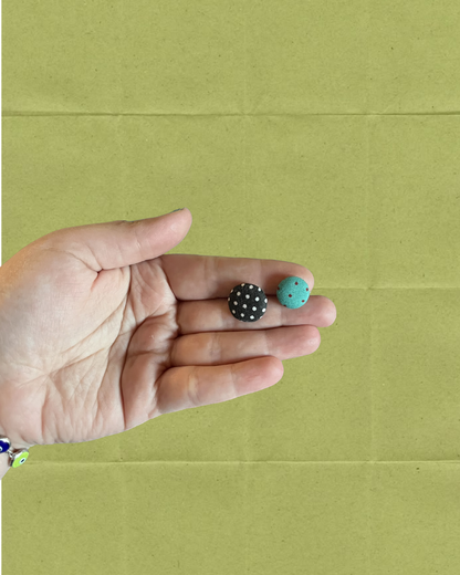 Vintage Mini Fabric Button Earrings