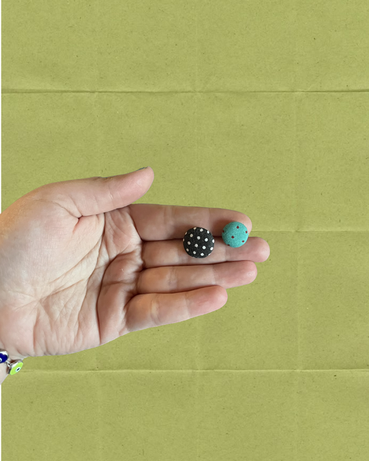 Vintage Mini Fabric Button Earrings