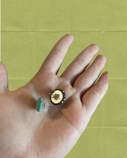 Vintage Mini Fabric Button Earrings