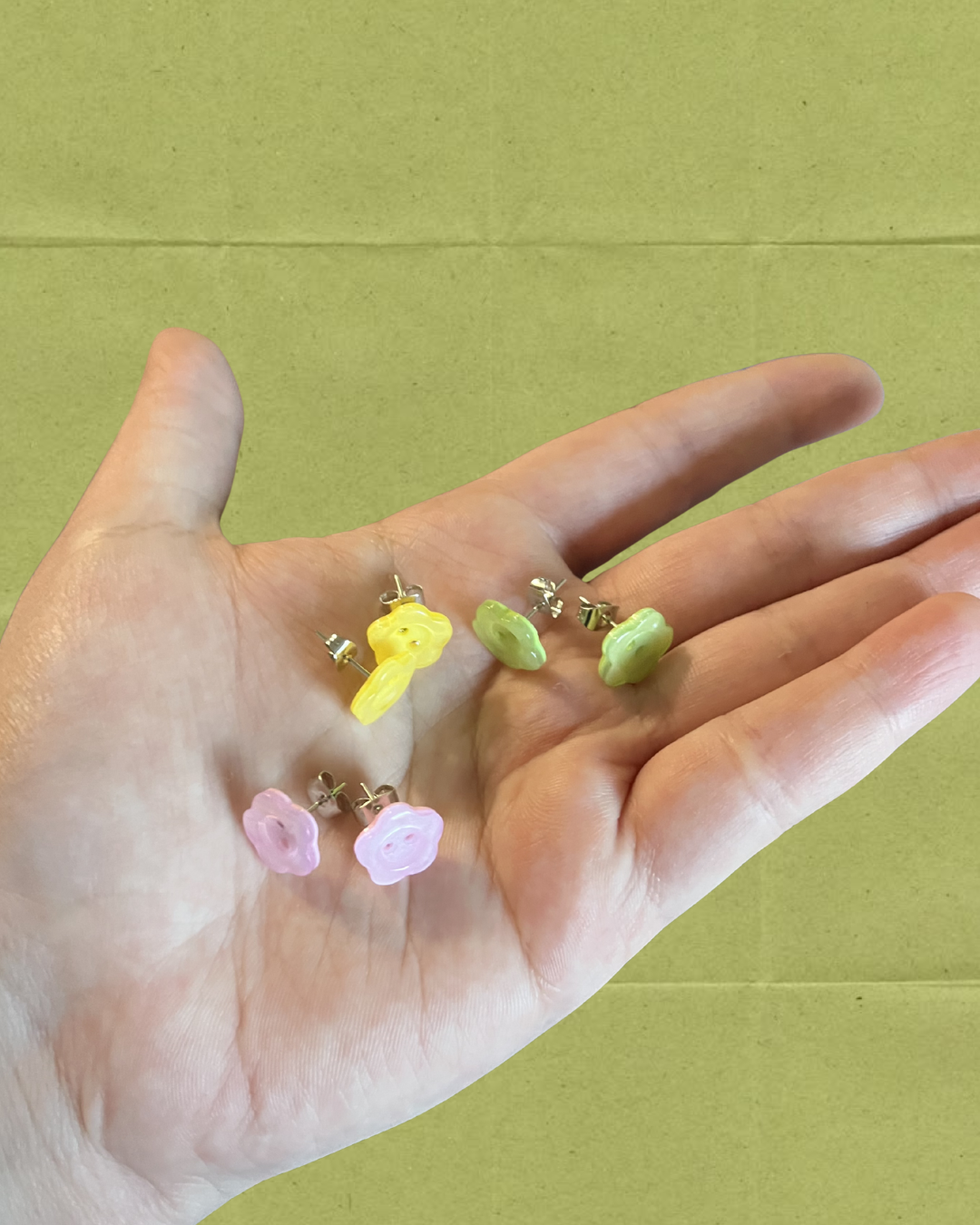 Mini Flower Pastel Button Earrings