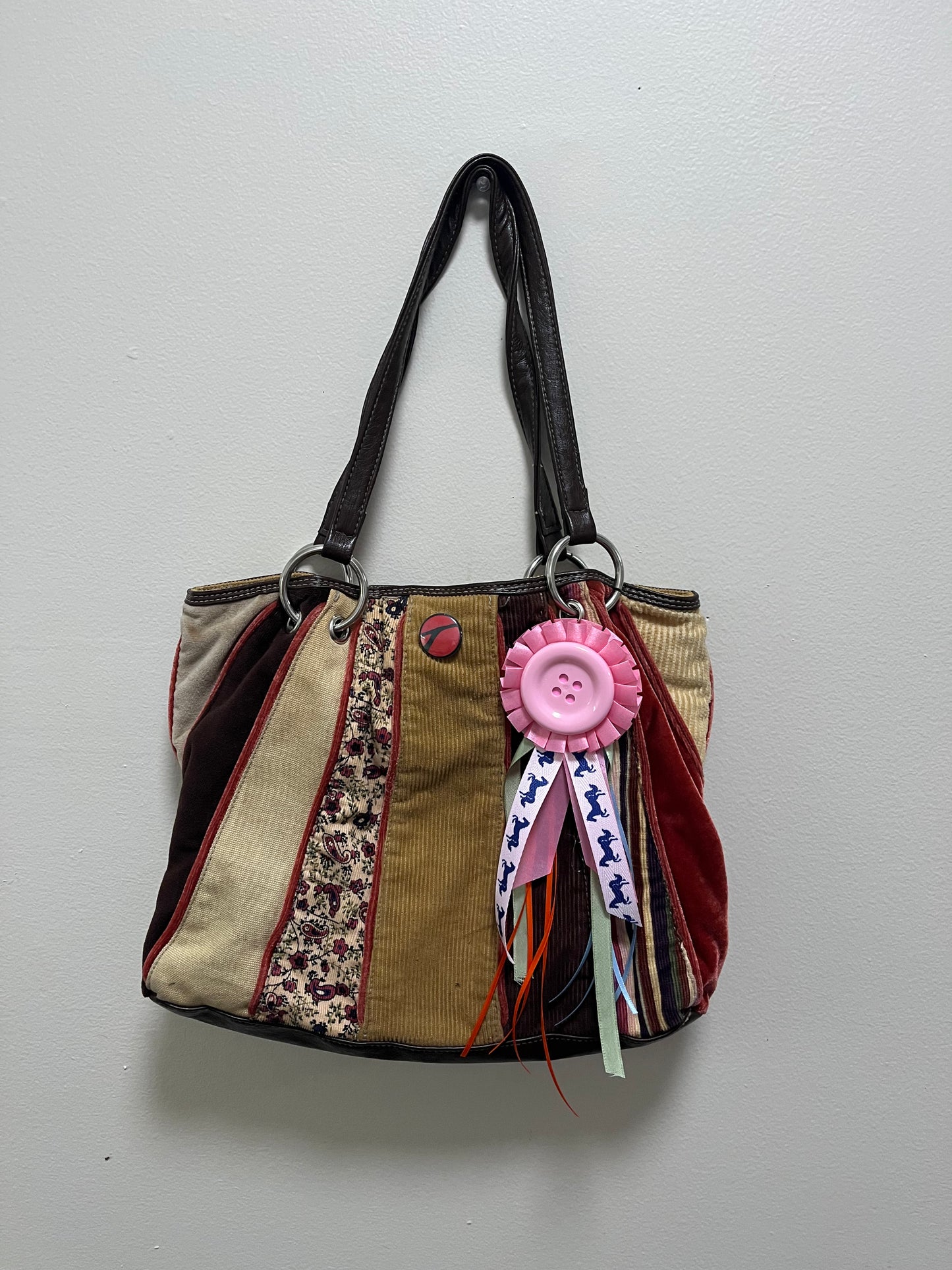 Handmade jumbo button rosette pin badge (one of a kind!)