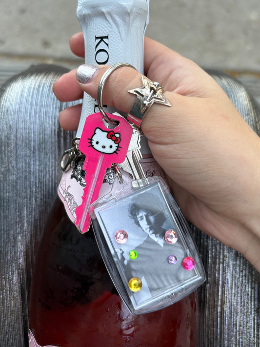 Bedazzled meme keychains (customizable!)