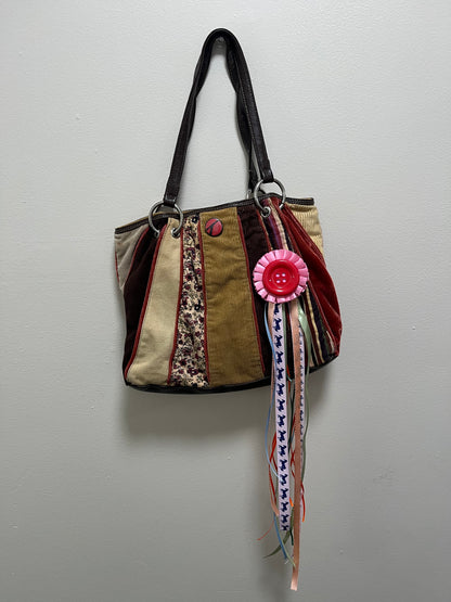Handmade jumbo button rosette pin badge (one of a kind!)