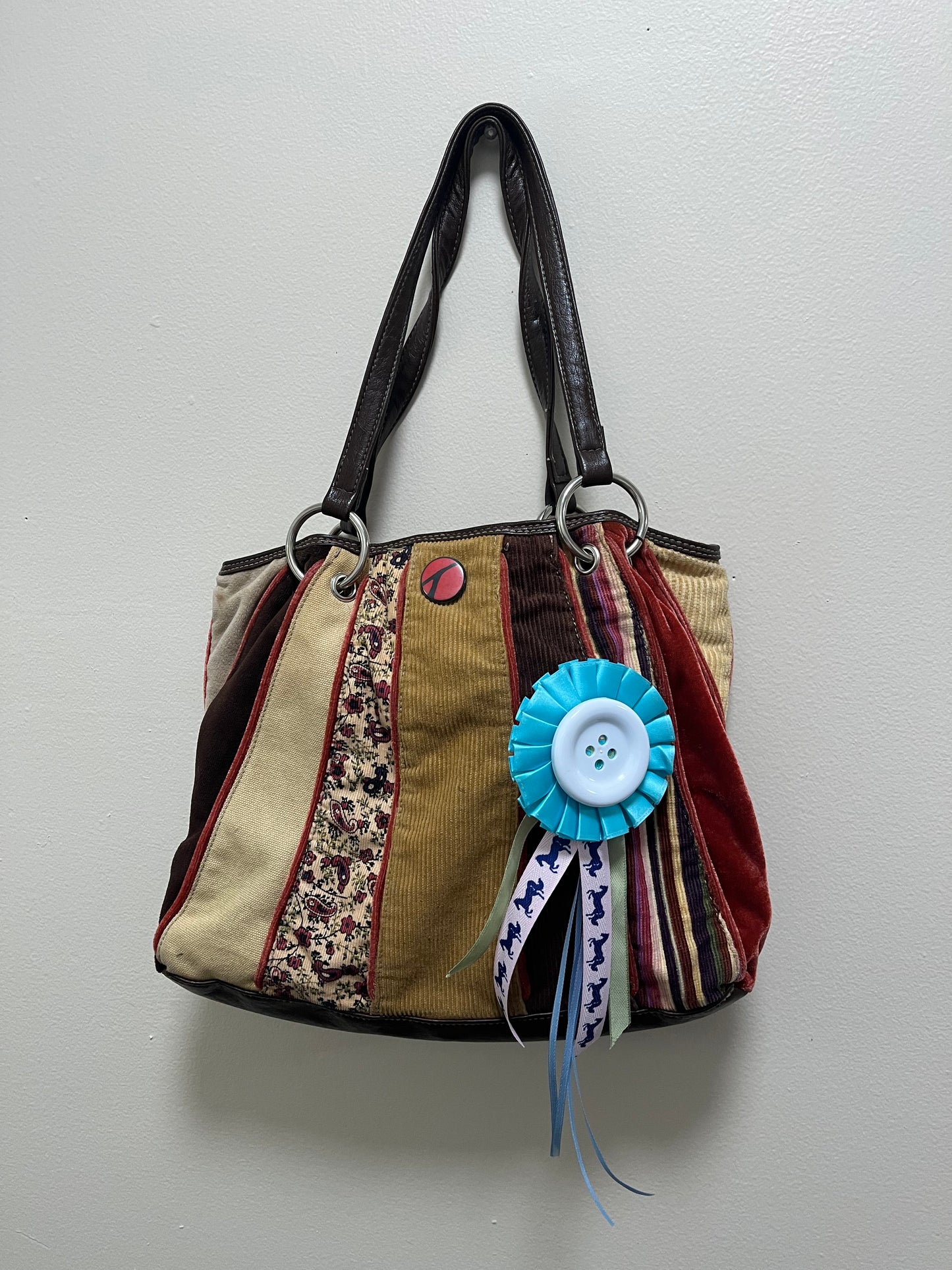 Handmade jumbo button rosette pin badge (one of a kind!)
