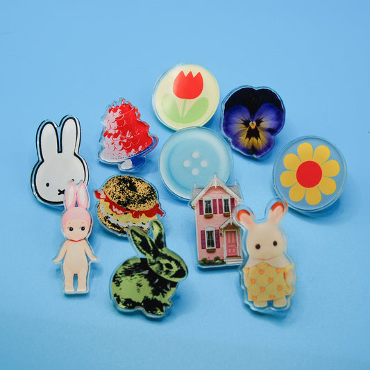 Acrylic Pin Cuties: 1.25" Illustrated Art Pins