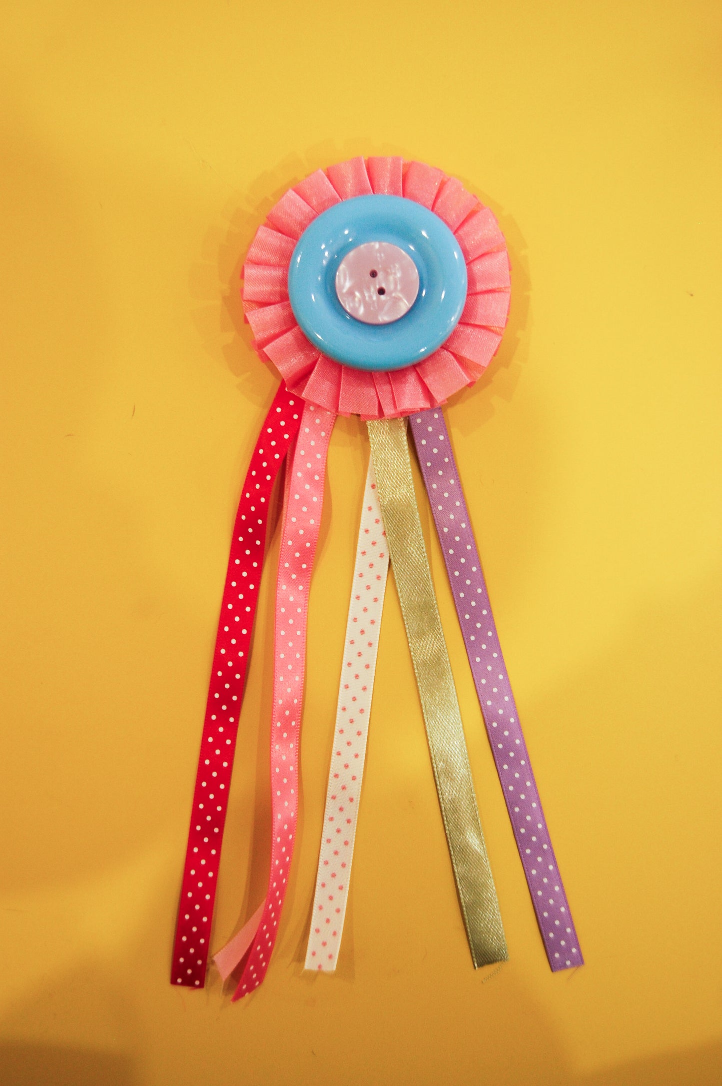 Handmade jumbo button rosette pin horse badges
