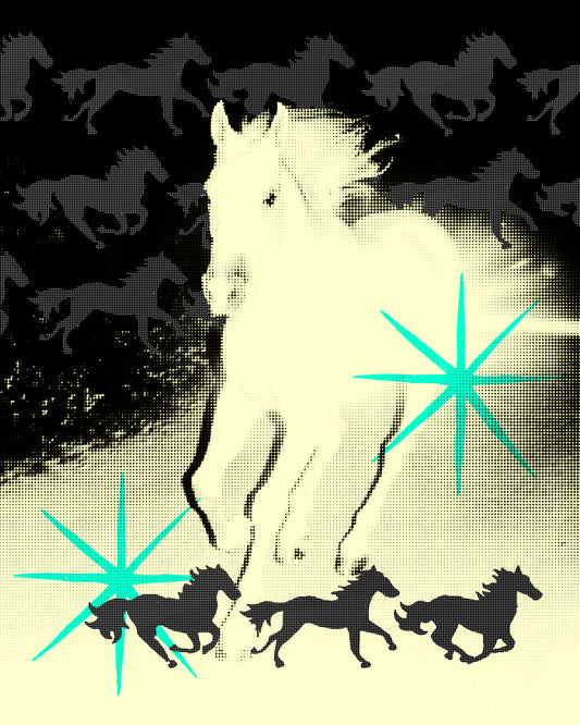 Horse Print: Year of the Horse halftone illustration