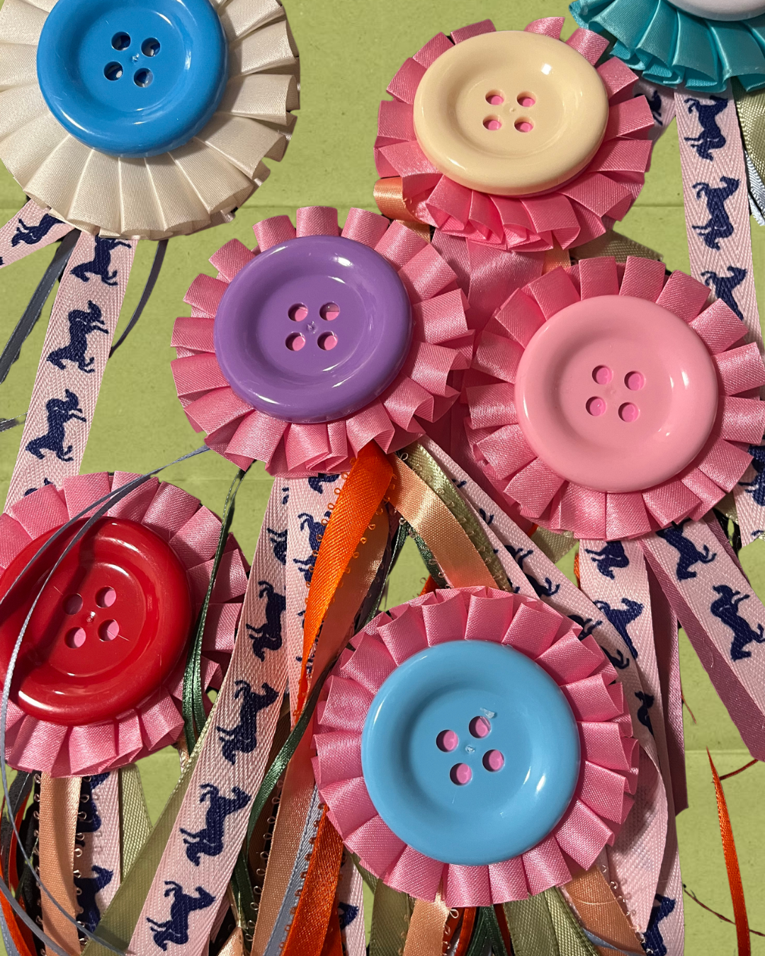 Handmade jumbo button rosette pin badge (one of a kind!)