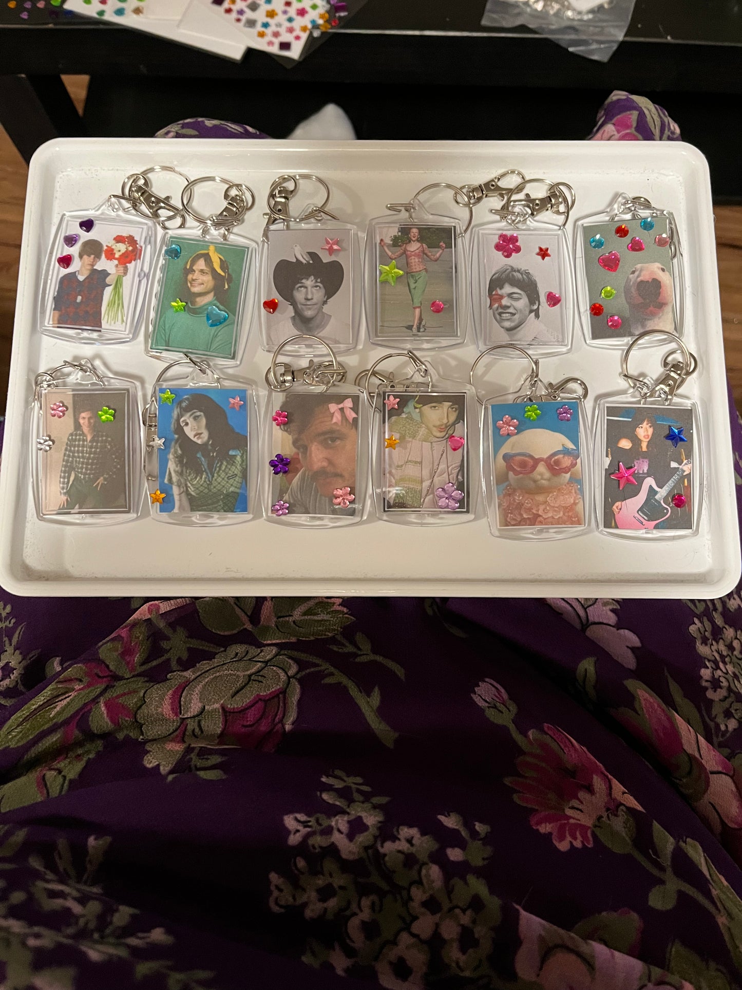Bedazzled meme keychains