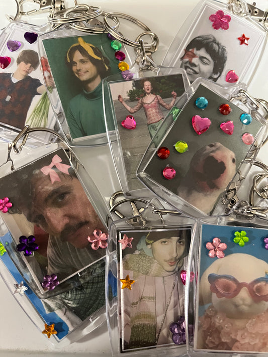 Bedazzled meme keychains