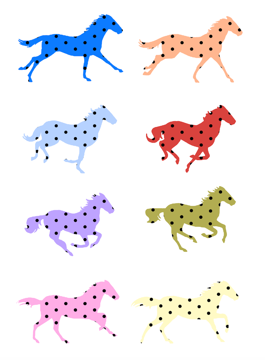 Wild Horses 2 Print: Funky Art Illustration