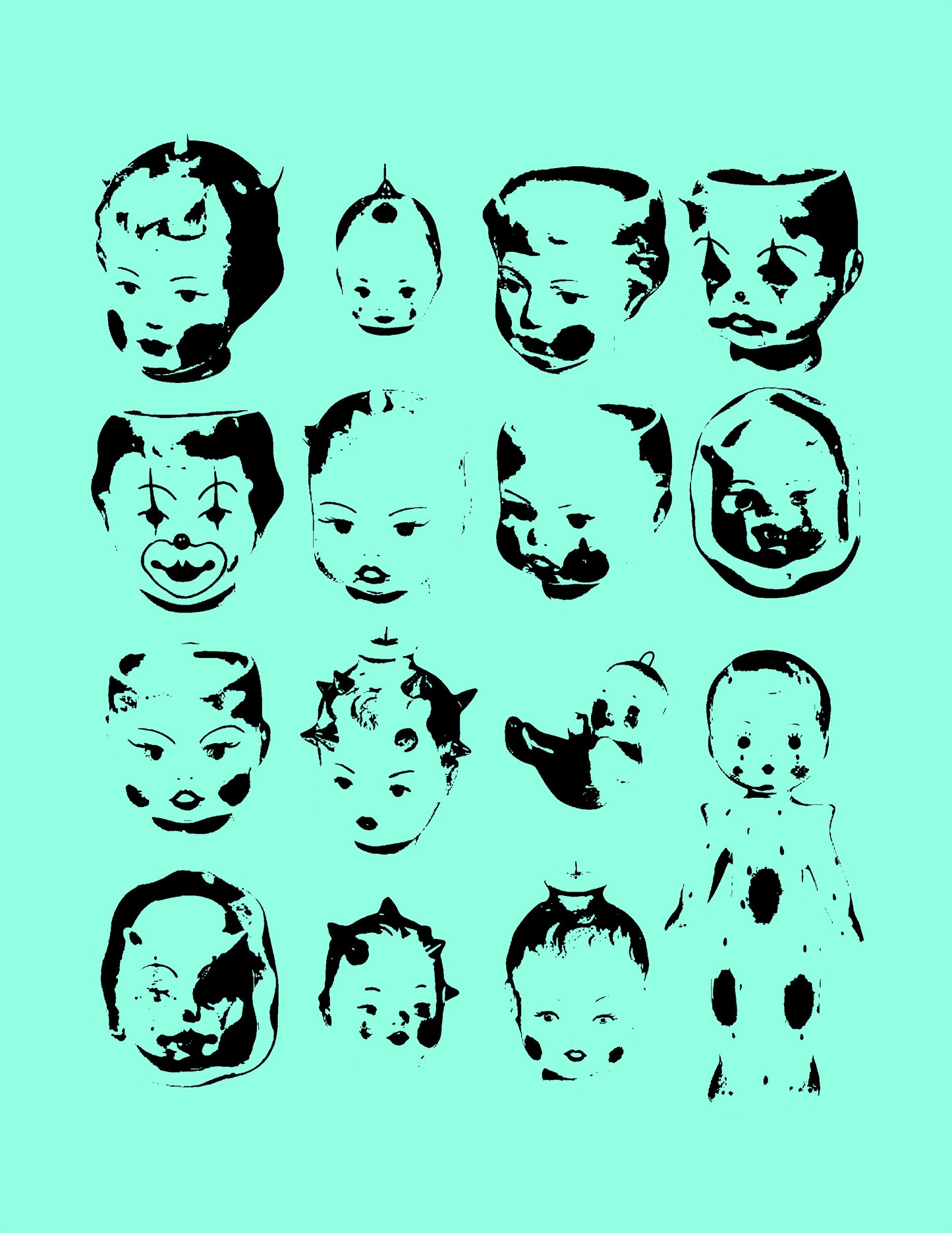 Teal Clown print