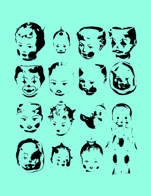 Teal Clown print