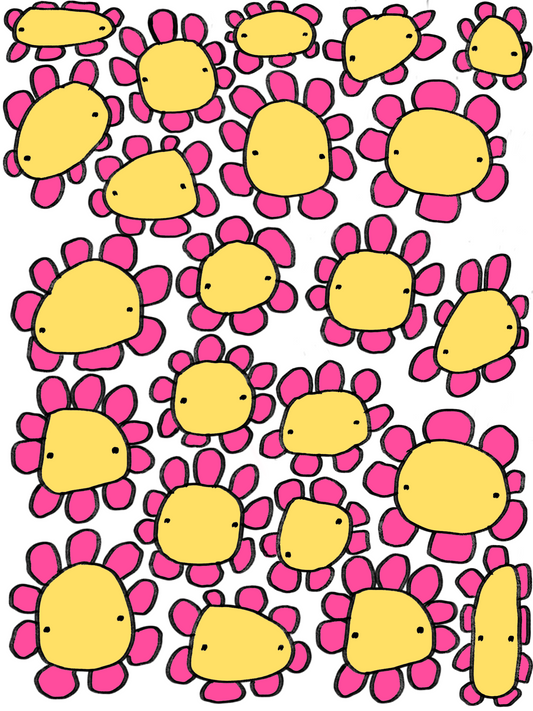 Flower Guys Print: Funky Art Illustration (Color Version)