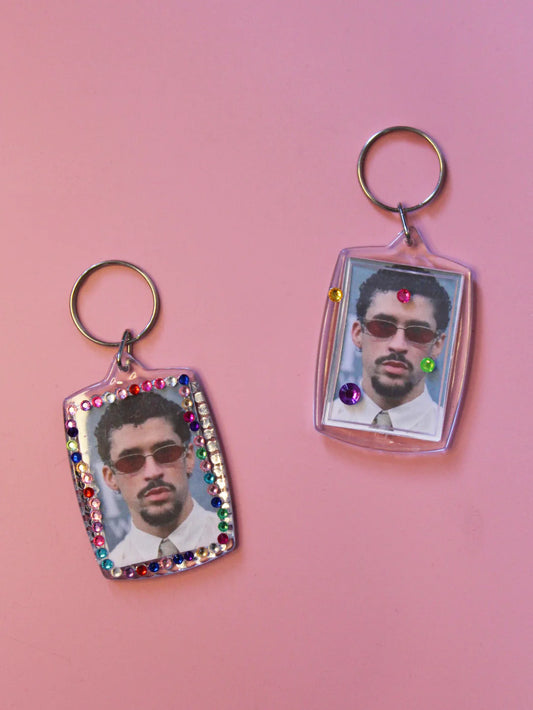 Bedazzled meme keychains (customizable!)