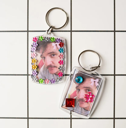 Bedazzled meme keychains (customizable!)