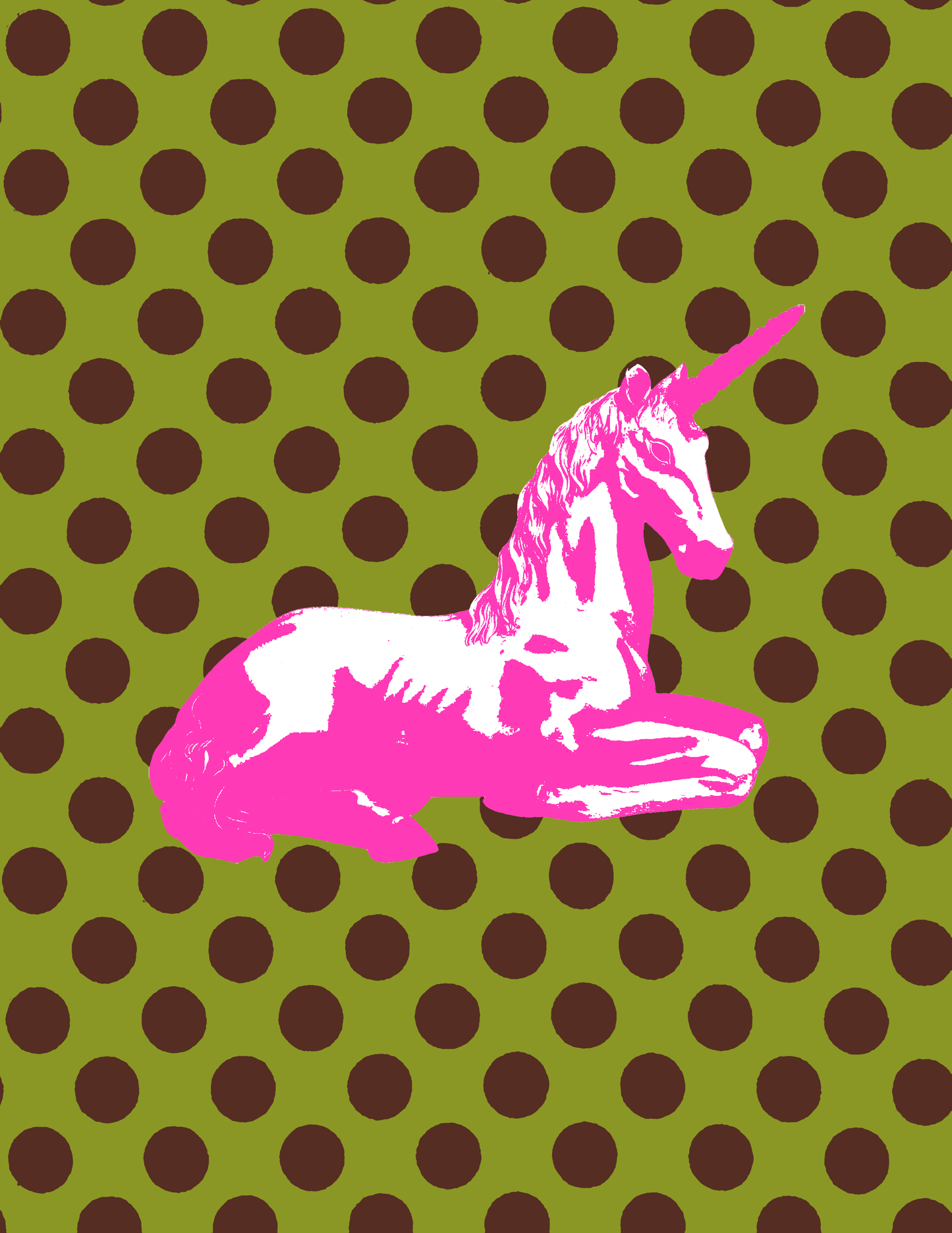 Pink Polka Dot Unicorn Print: Funky Art Illustration